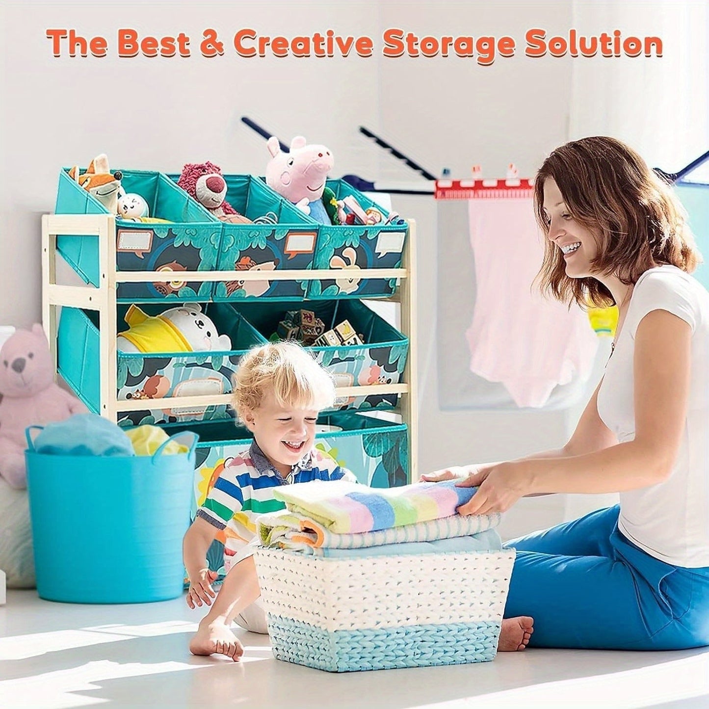 Leksaksorganisatör med 3 nivåer och förvaringslådor – Perfekt för barnrum och leksaksförvaring