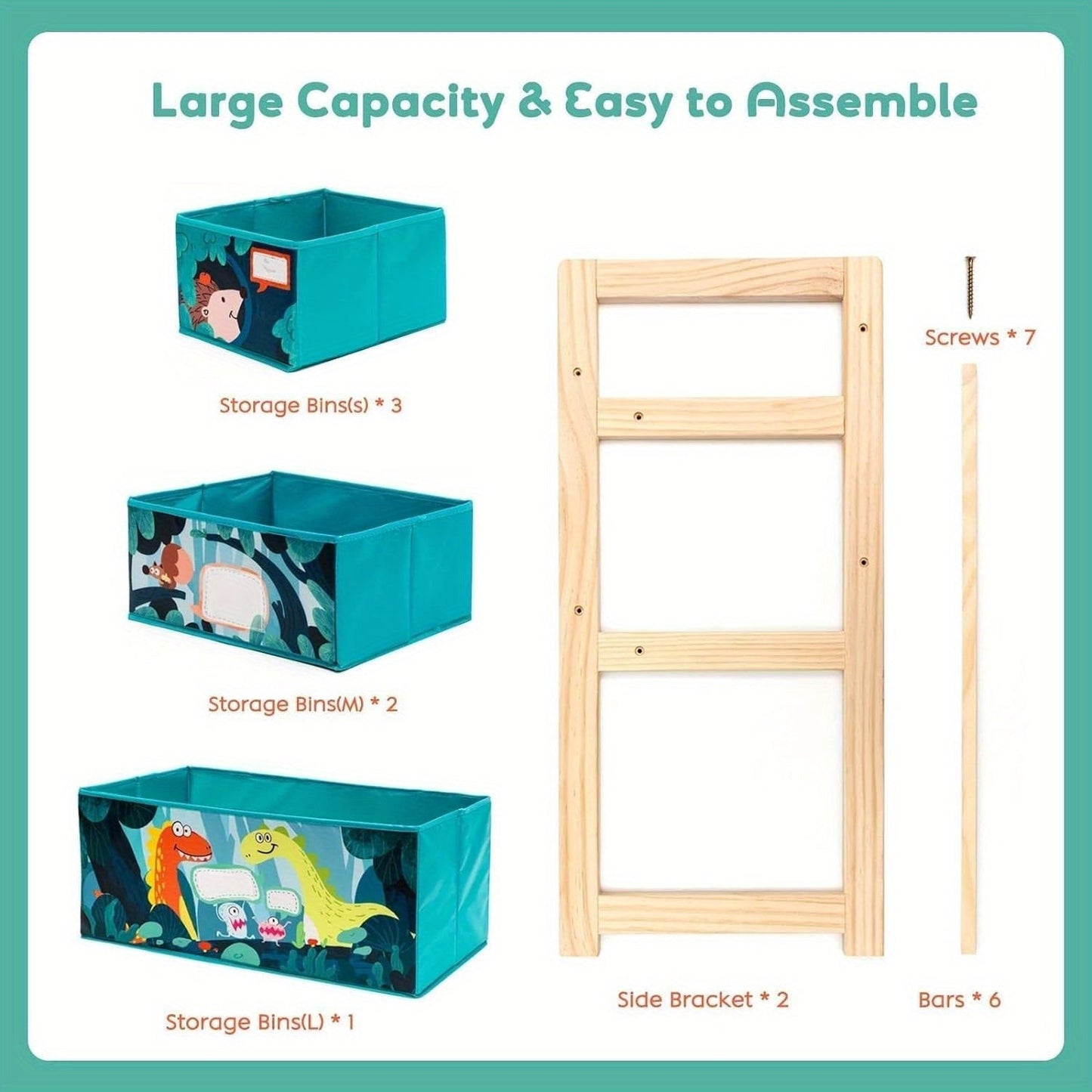 Leksaksorganisatör med 3 nivåer och förvaringslådor – Perfekt för barnrum och leksaksförvaring