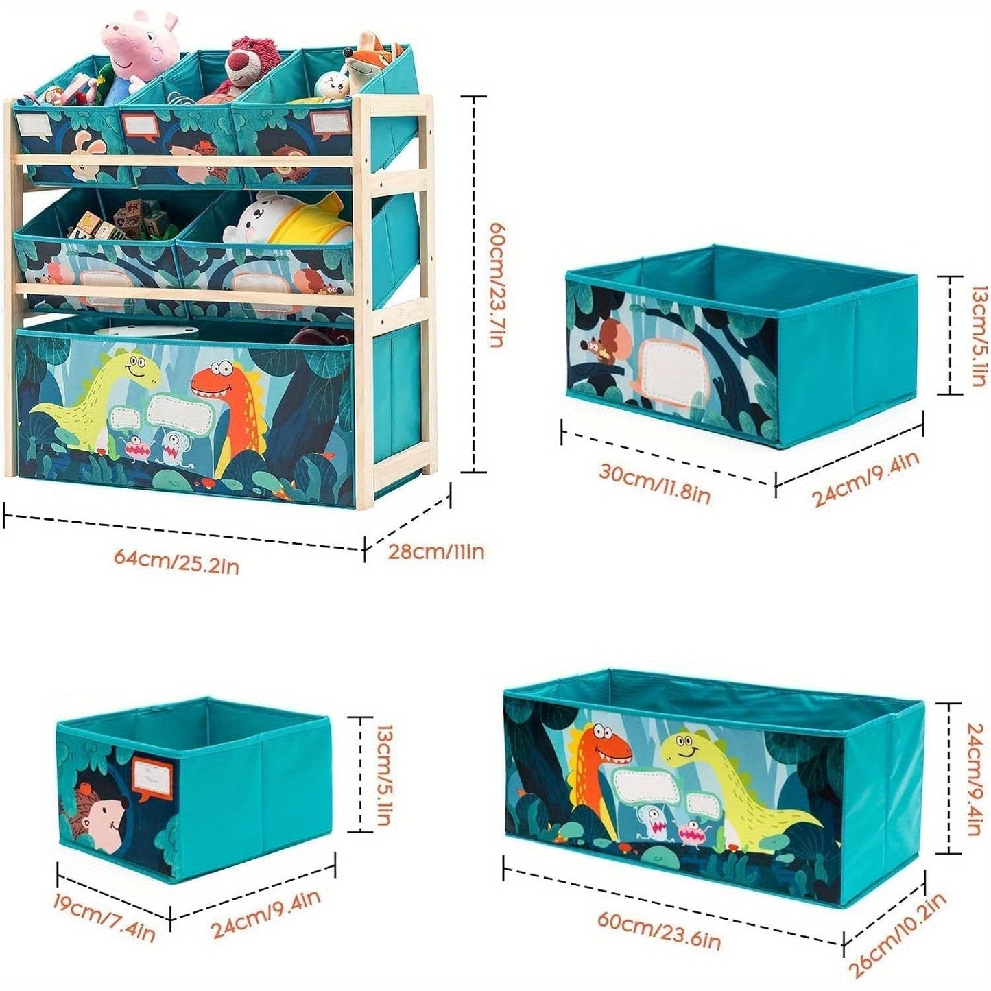 Leksaksorganisatör med 3 nivåer och förvaringslådor – Perfekt för barnrum och leksaksförvaring