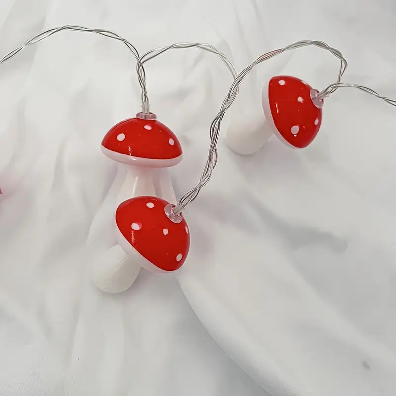 Halloween Svamp Ljuskedja – Röda LED-lampor för Deko &amp; Fester