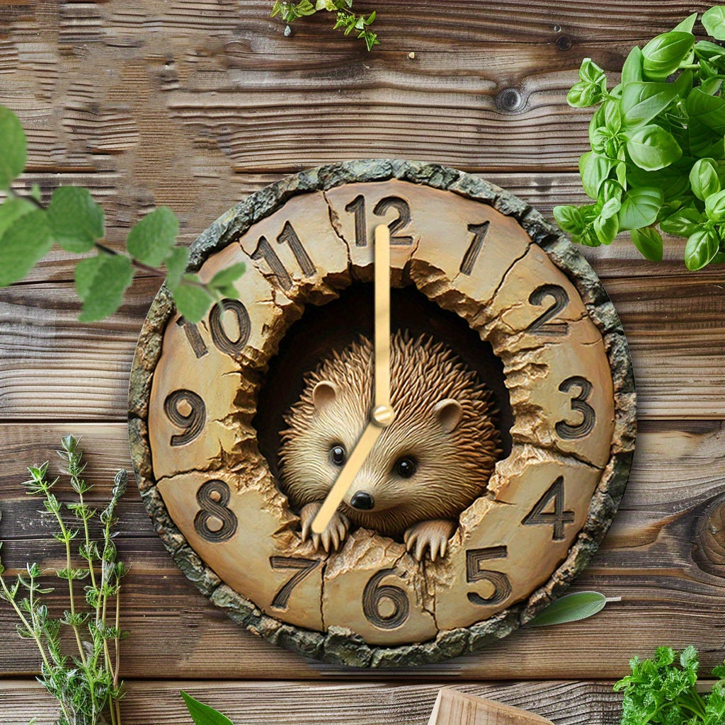 HedgeTime - Stille Dekorativ Igel Väggklocka (20 cm)