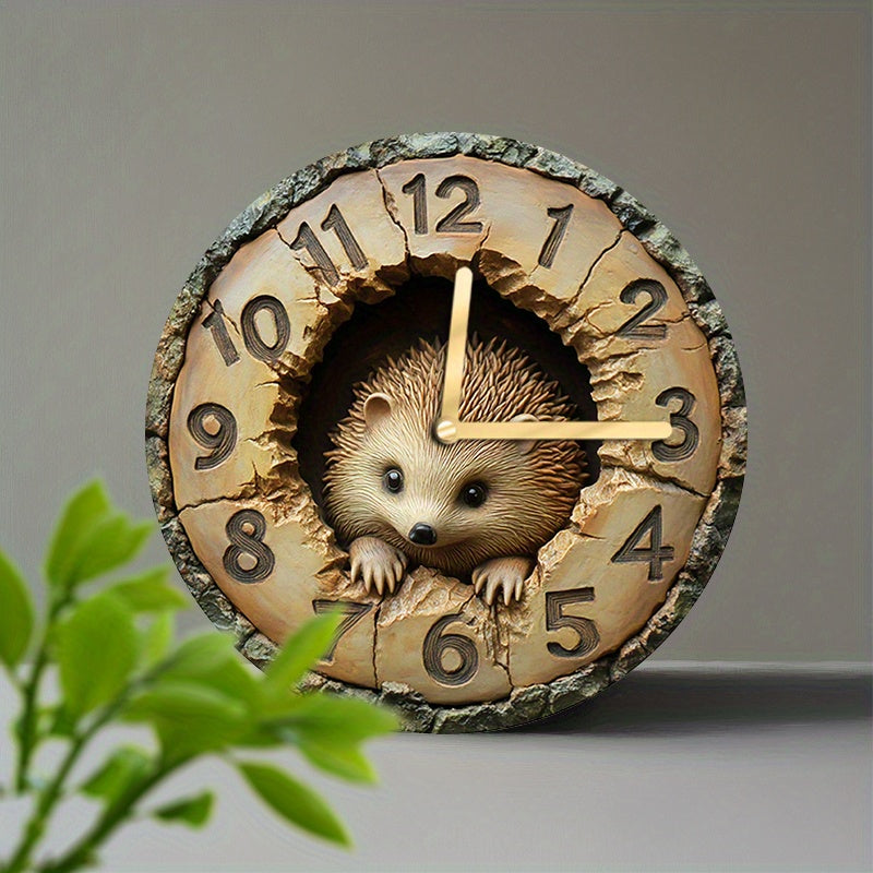 HedgeTime - Stille Dekorativ Igel Väggklocka (20 cm)