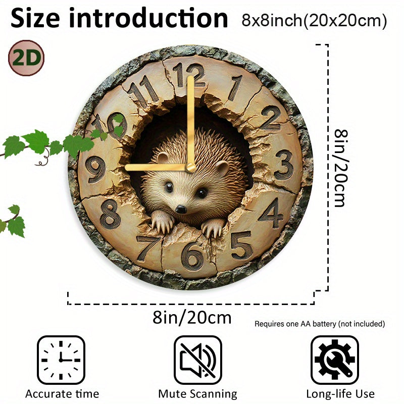 HedgeTime - Stille Dekorativ Igel Väggklocka (20 cm)