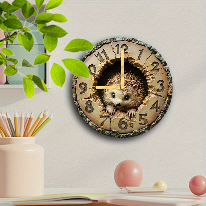 HedgeTime - Stille Dekorativ Igel Väggklocka (20 cm)