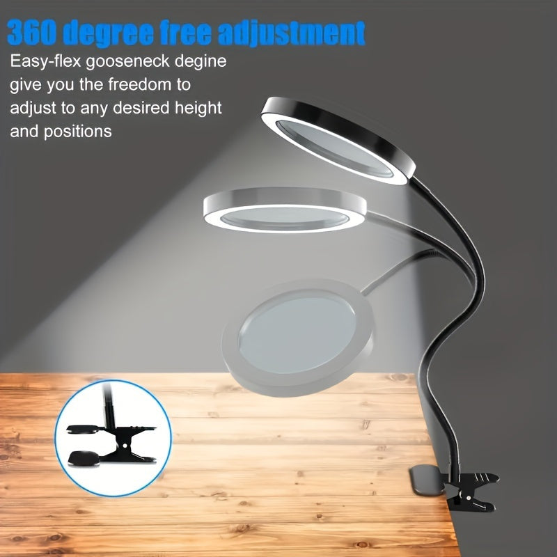 LED Förstoringsglaslampa med Klämma – Perfekt för Handsfree-arbete och Precision