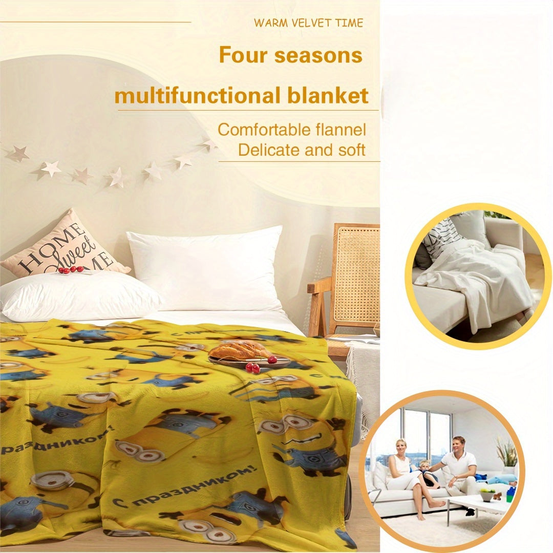 Minions Fleece Blanket - Mjuk &amp; Varm Flanellfilt för Barn
