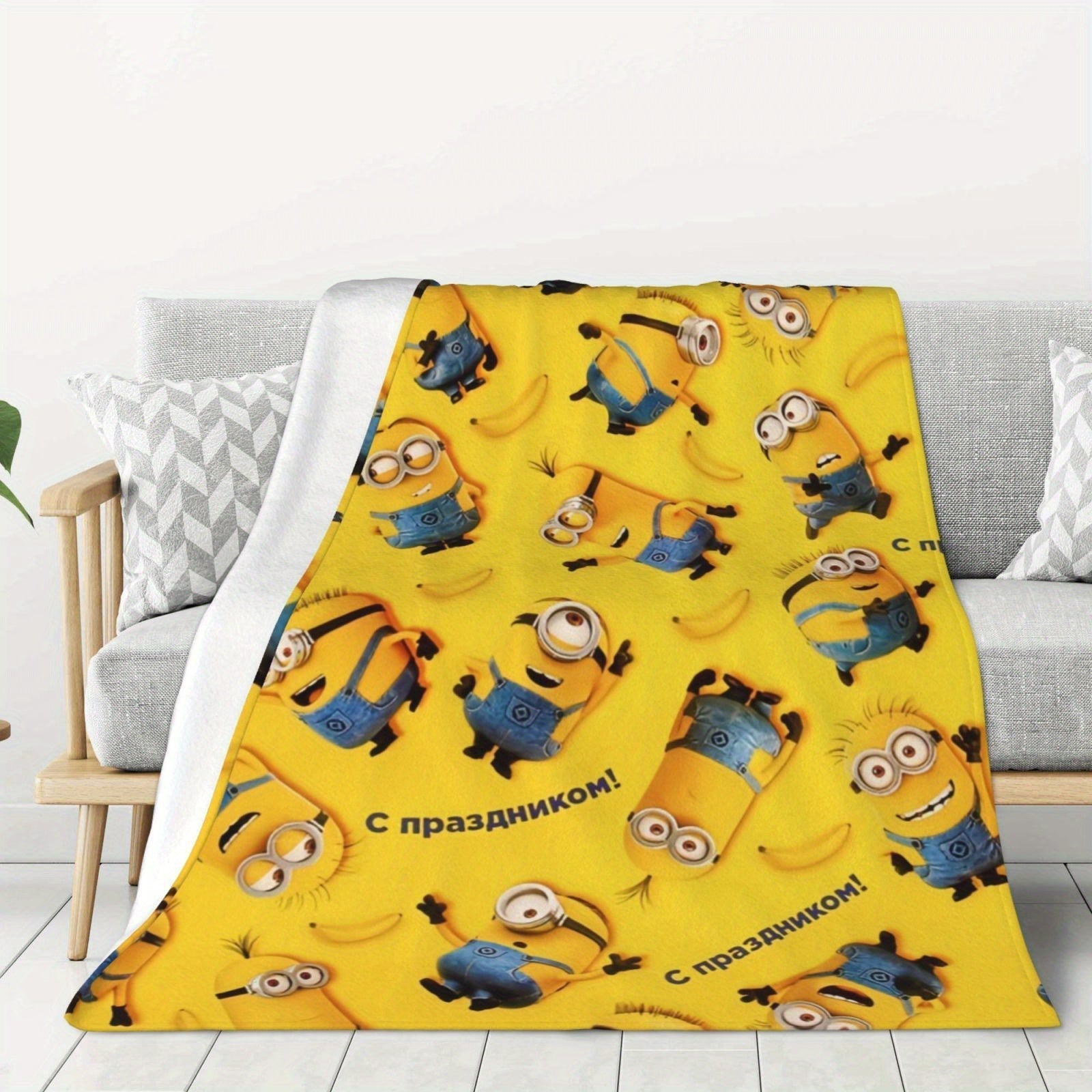 Minions Fleece Blanket - Mjuk &amp; Varm Flanellfilt för Barn