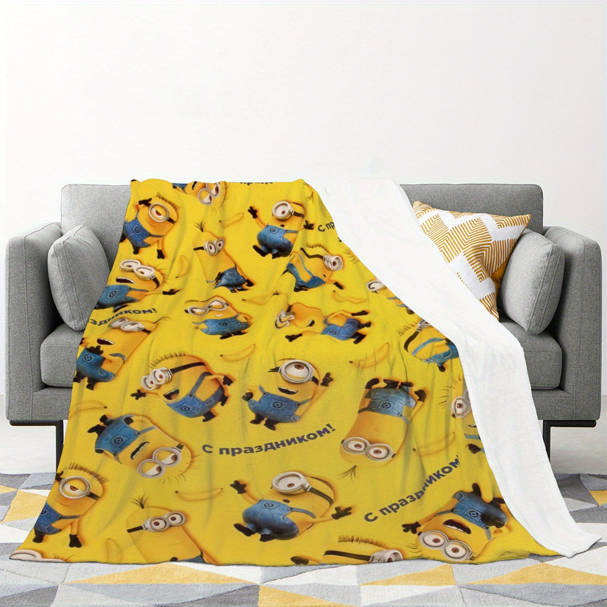 Minions Fleece Blanket - Mjuk &amp; Varm Flanellfilt för Barn