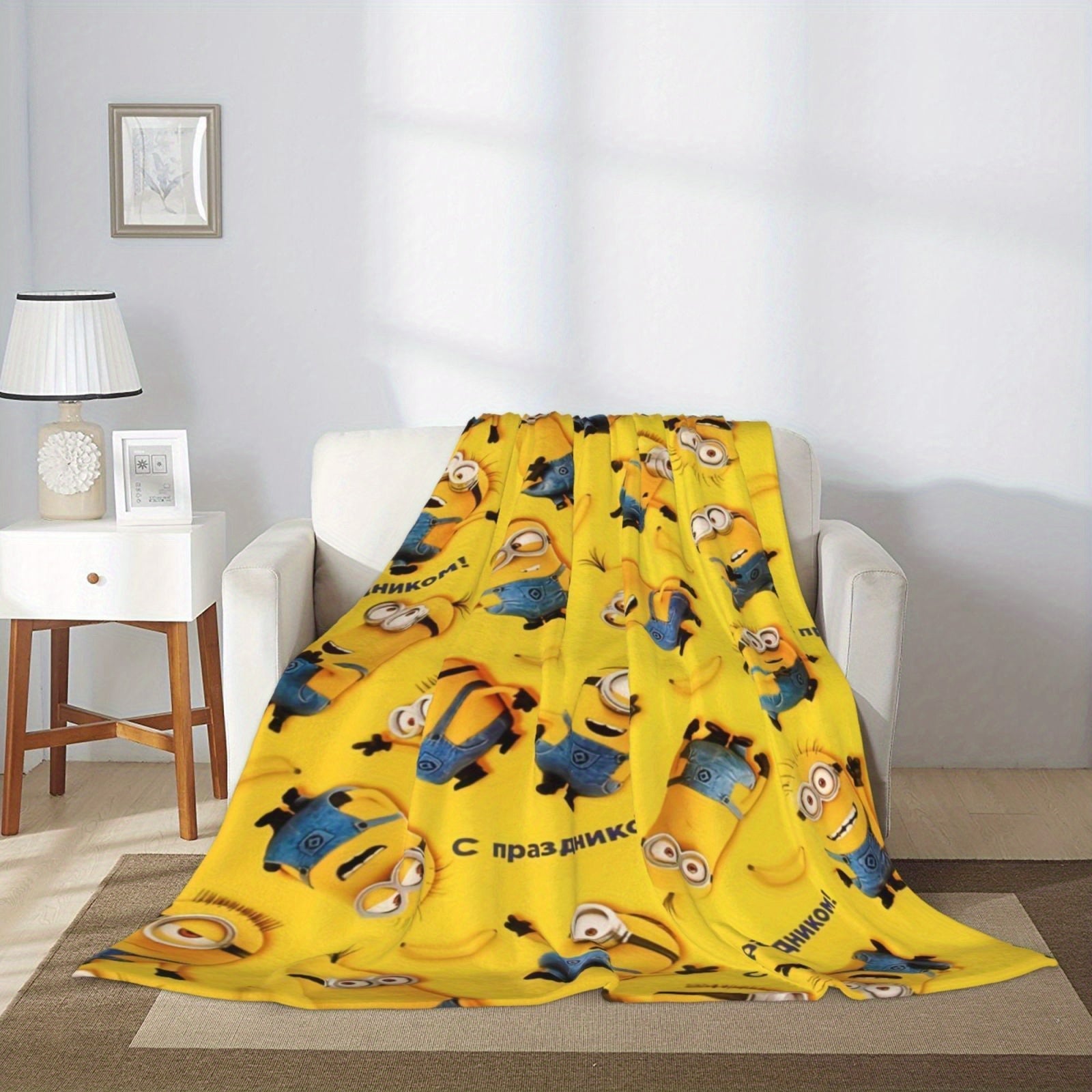 Minions Fleece Blanket - Mjuk &amp; Varm Flanellfilt för Barn