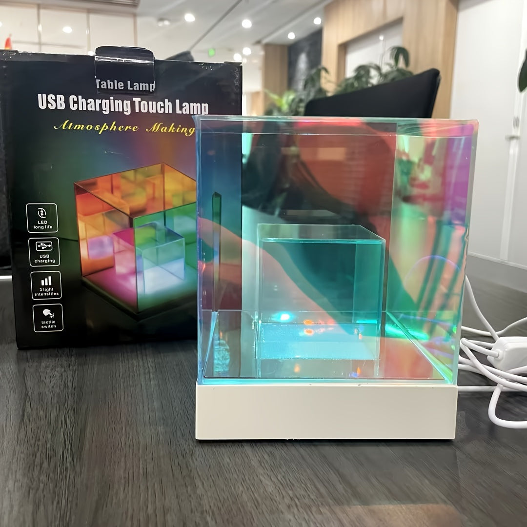 LumiSky - Drömmande Stjärnhimmel Bordslampa med Justerbart Ljus och Geometrisk Design