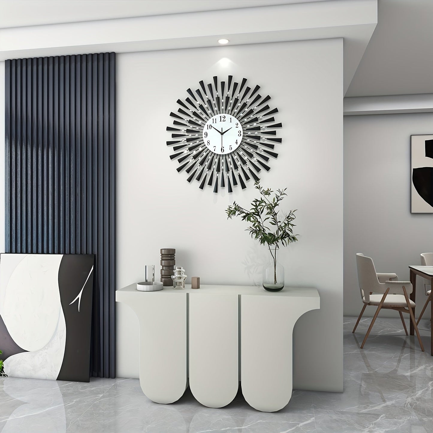 Stille Svart Metall Väggklocka med Glashand - Batteridriven för Vardagsrum, Sovrum, Kontor