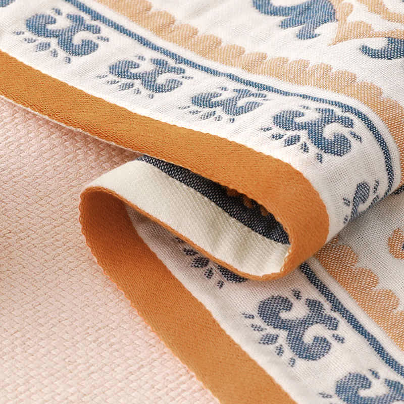 Blommig Tryck Jacquard Bomull Badhandduk 70x140cm