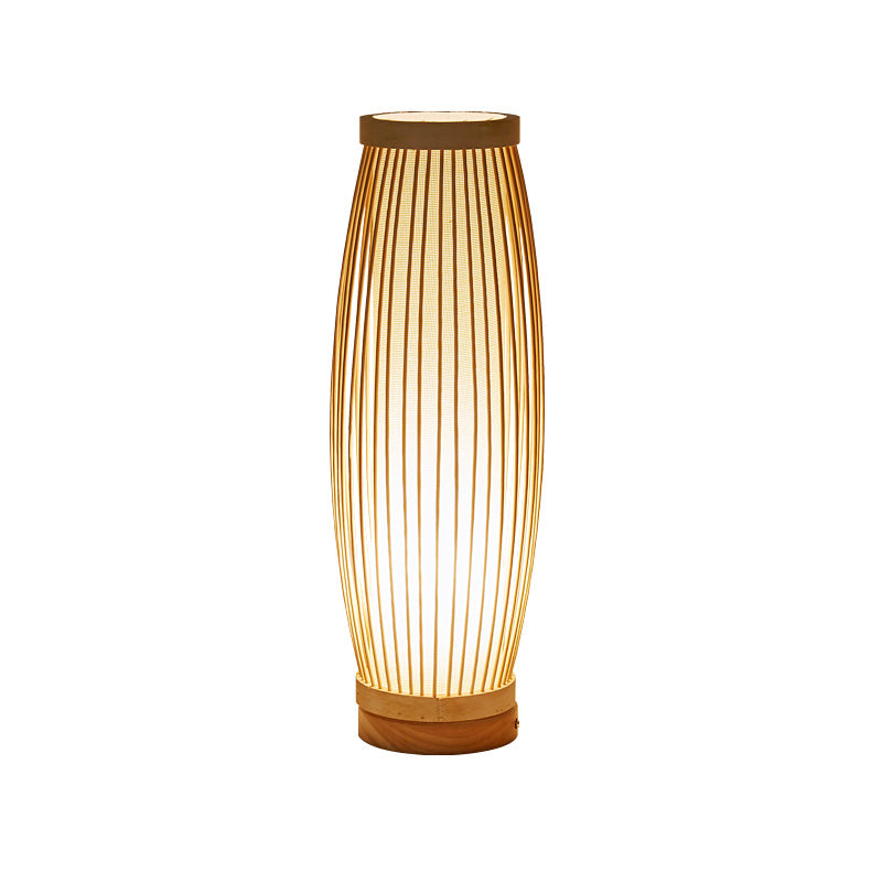 BambooGlow - Avlång Bambu Bordslampa med Textilskärm
