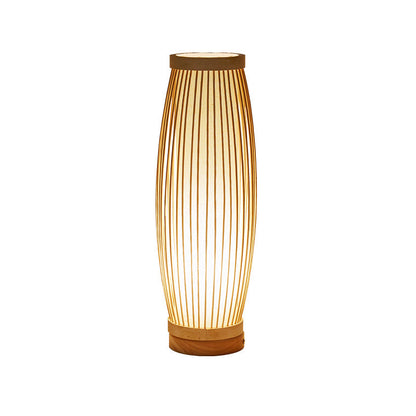 BambooGlow - Avlång Bambu Bordslampa med Textilskärm