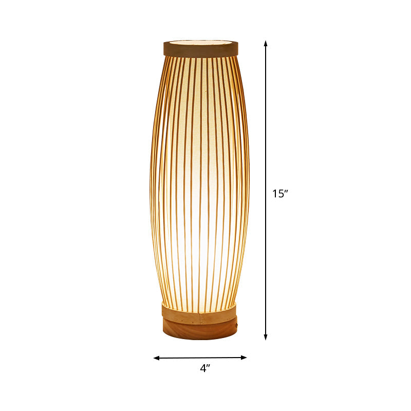 BambooGlow - Avlång Bambu Bordslampa med Textilskärm