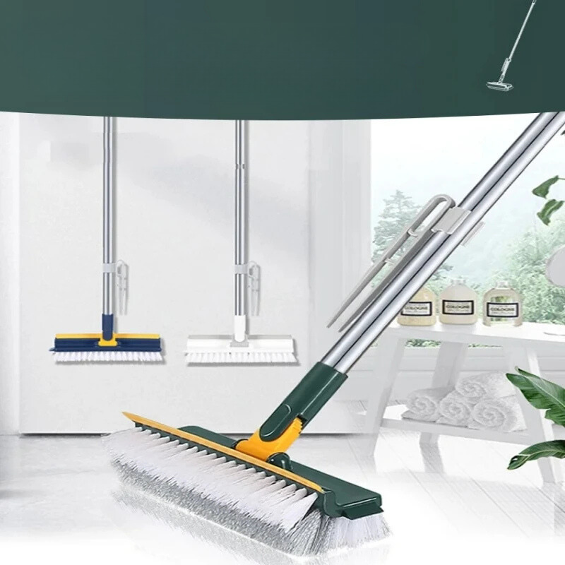 Carvallo DuoBrush Rengöringsborste | 2-i-1 för golv & fönster | Med vridhuvud & teleskopskaft | Lätt rengöring