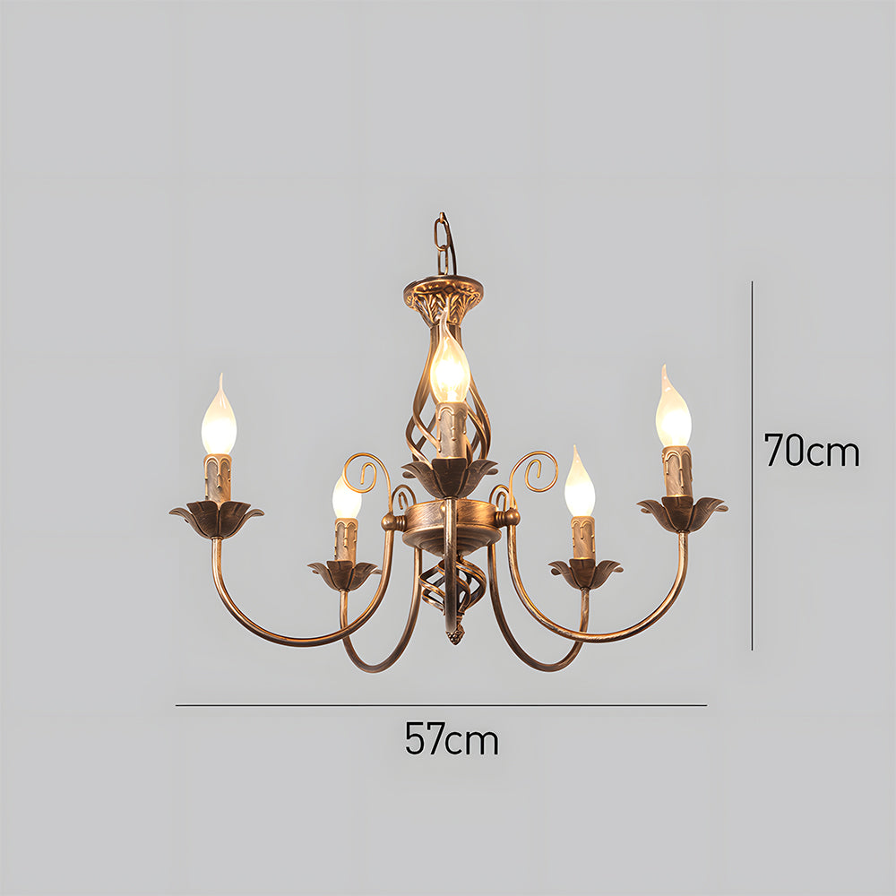 Vintage Bronze Chandlier | 4/6/8 Ljus Matsal Takarmatur i Järn | Brick by Brick