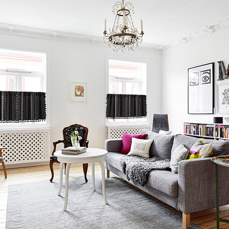 Svart mönster frans lager gardin