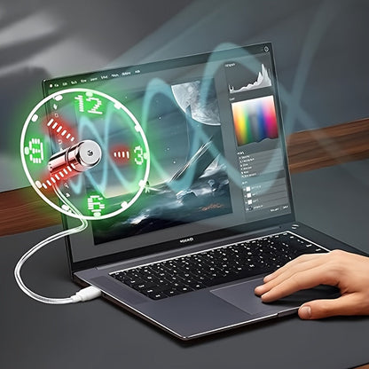Bärbar USB LED Klockfläkt med Tidsvisning