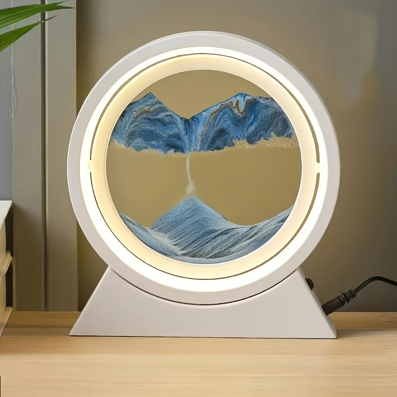 LumiSand - 3D Rörlig Sandmålning LED Bordslampa, Glas Sandscen Nattljus, Romantisk Hemdekoration