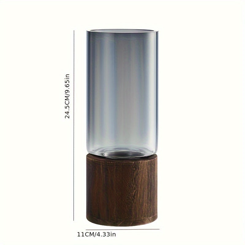 Lyxig glasvas med träbas - Elegant och modern