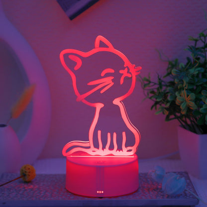 GlowPaw - Beröringsstyrd 3D Katt Nattlampa