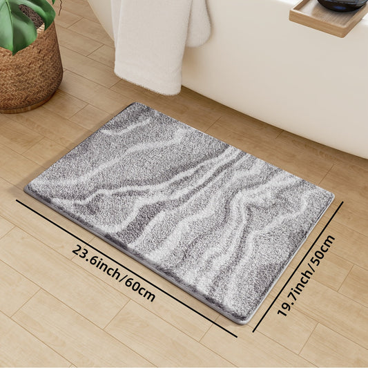 Modern Zebra Badmatta | Mjuk Plysch | Absorberande Halkfri Polyester | Brick by Brick