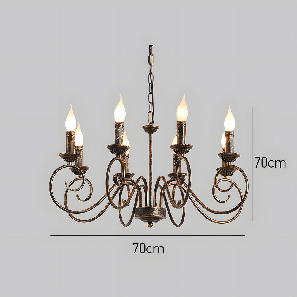 Vintage Bronze Chandlier | 4/6/8 Ljus Matsal Takarmatur i Järn | Brick by Brick