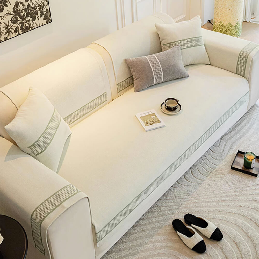 Chenille Jacquard Bred Kant Design Repellenta Sofföverdrag