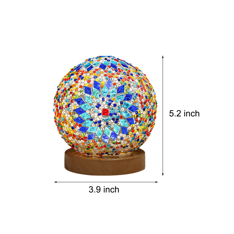 GloedNest - Sferisk LED Dimbar Glas Bohemisk Barock Bordslampa Mosaik Nattljus 3.9