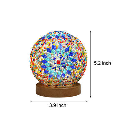 GloedNest - Sferisk LED Dimbar Glas Bohemisk Barock Bordslampa Mosaik Nattljus 3.9