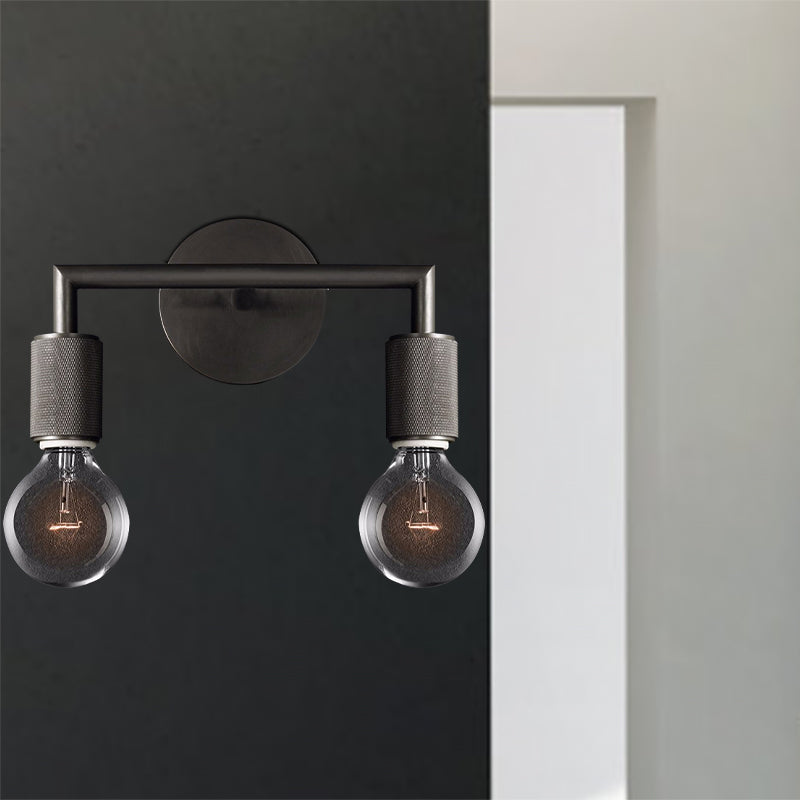 Vägglampa mässing metall dubbel glödlampa sconce