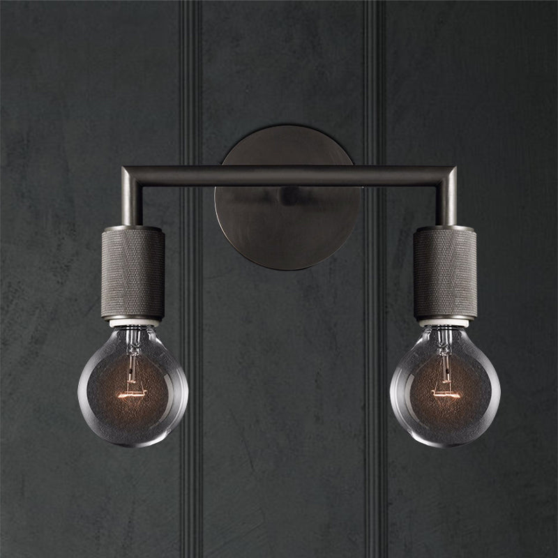 Vägglampa mässing metall dubbel glödlampa sconce