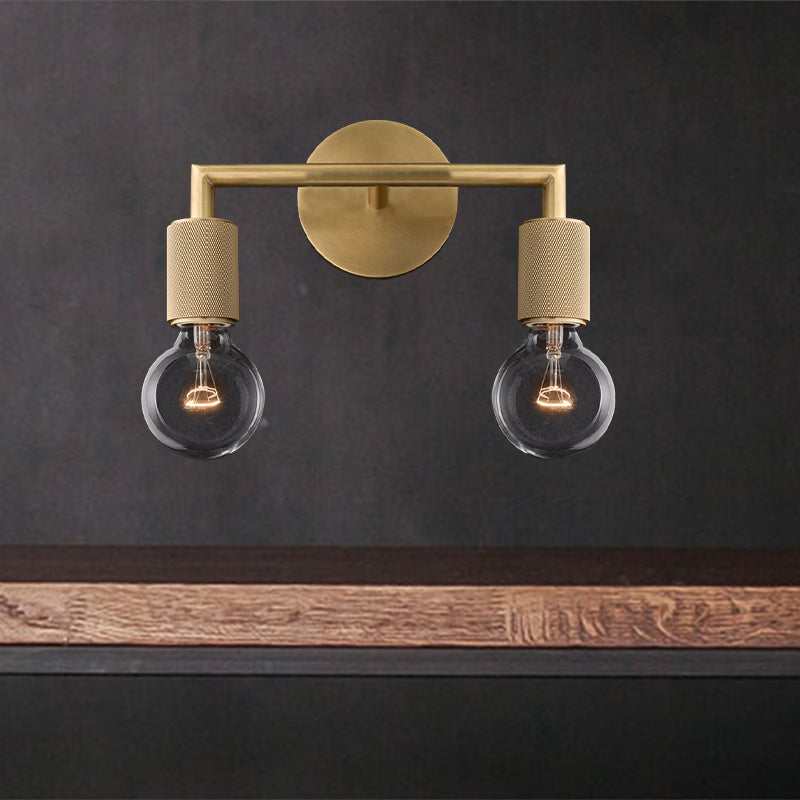Vägglampa mässing metall dubbel glödlampa sconce