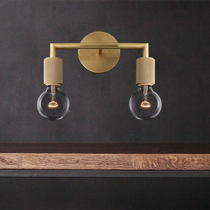 Vägglampa mässing metall dubbel glödlampa sconce