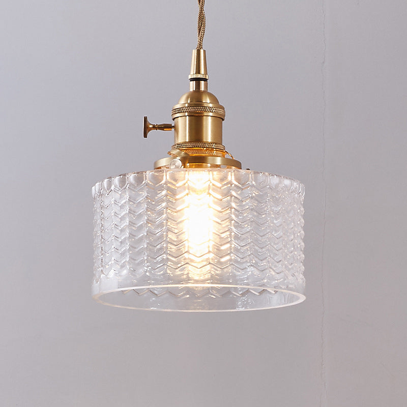 Modern Kort Cylinder Taklampa med Vred i Mässing