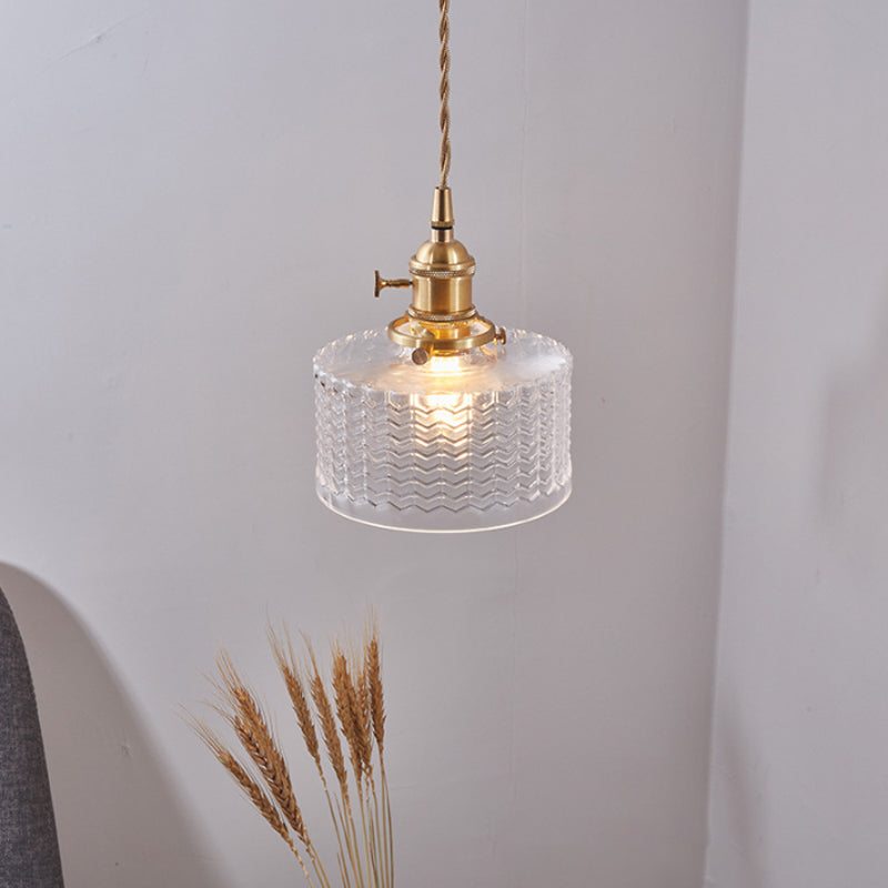 Modern Kort Cylinder Taklampa med Vred i Mässing