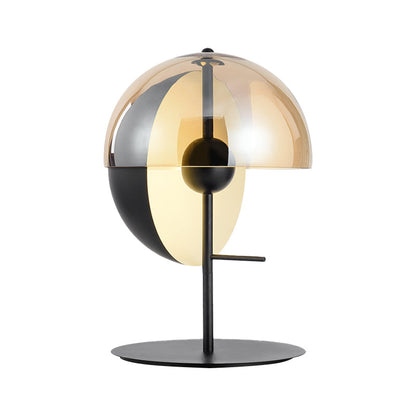 Globe Nattdukslamp - Modern Svart Bordslampa med Amber Glasöverdrag