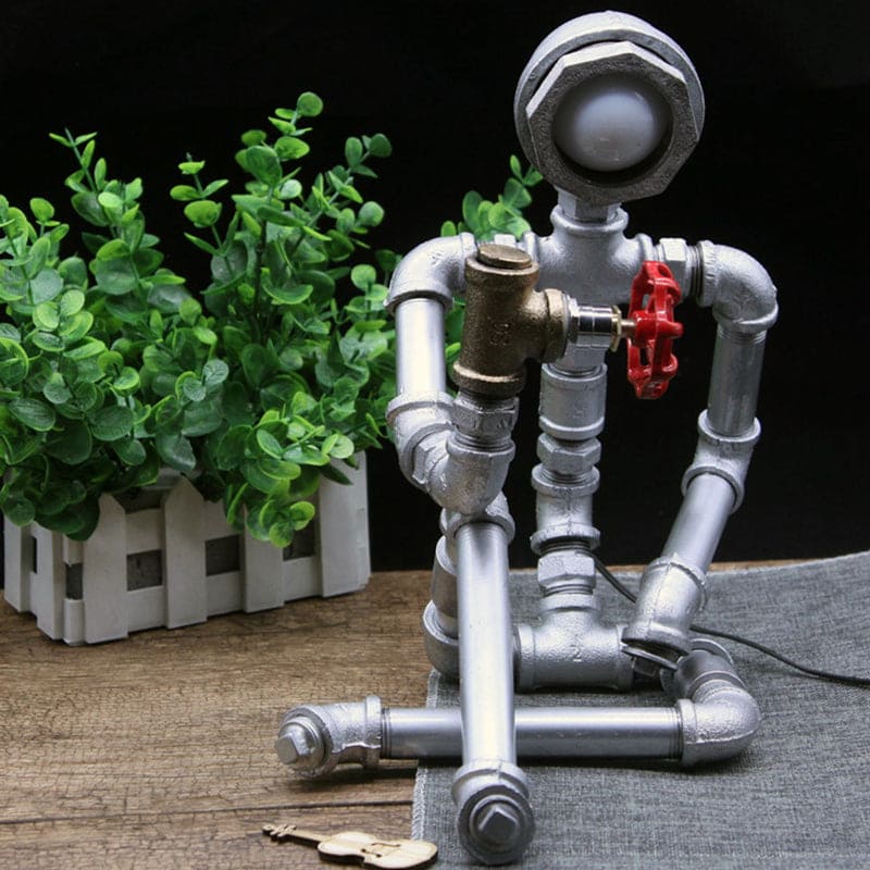 LightCraft - Industriell Järnrör Man Nattlampa