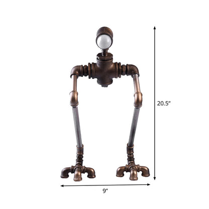 Steampunk Bordslampa - Järn Nattlampa med Långa Ben och Varm Vitt Ljus