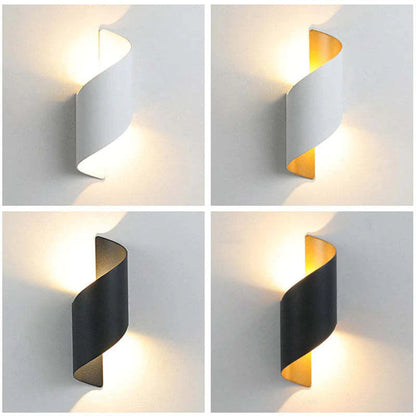 Orr Modern LED Vägglampa, Spiral, Inomhus, Vit/Svart, Metall