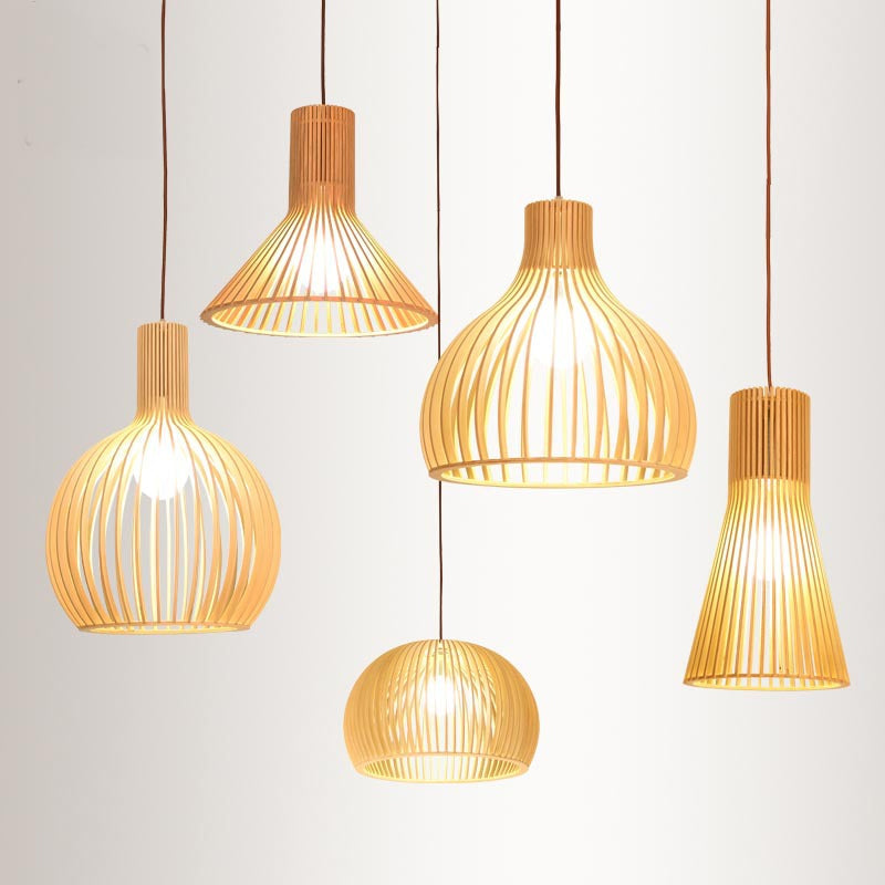 Asiatisk Bamboe Hänglampa med Utrustad/Hemisphere/Lök Design 1 Ljus Beige Liten/Stor Hängande Lampor för Matplats