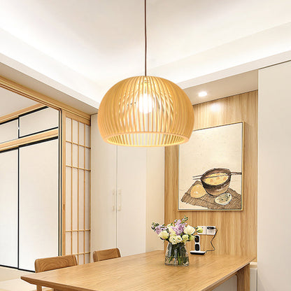 Asiatisk Bamboe Hänglampa med Utrustad/Hemisphere/Lök Design 1 Ljus Beige Liten/Stor Hängande Lampor för Matplats