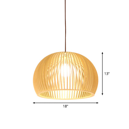 Asiatisk Bamboe Hänglampa med Utrustad/Hemisphere/Lök Design 1 Ljus Beige Liten/Stor Hängande Lampor för Matplats