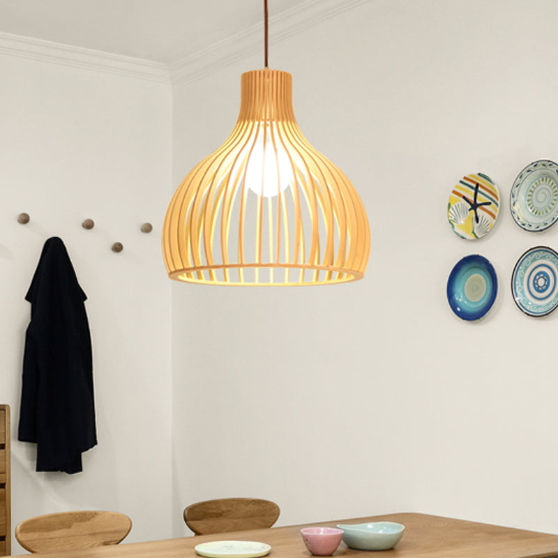 Asiatisk Bamboe Hänglampa med Utrustad/Hemisphere/Lök Design 1 Ljus Beige Liten/Stor Hängande Lampor för Matplats