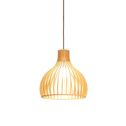 Asiatisk Bamboe Hänglampa med Utrustad/Hemisphere/Lök Design 1 Ljus Beige Liten/Stor Hängande Lampor för Matplats