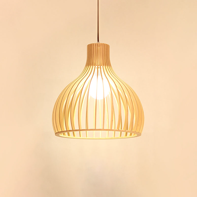 Asiatisk Bamboe Hänglampa med Utrustad/Hemisphere/Lök Design 1 Ljus Beige Liten/Stor Hängande Lampor för Matplats