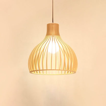 Asiatisk Bamboe Hänglampa med Utrustad/Hemisphere/Lök Design 1 Ljus Beige Liten/Stor Hängande Lampor för Matplats