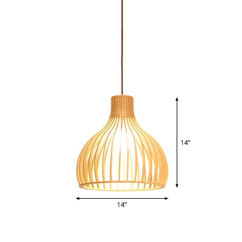 Asiatisk Bamboe Hänglampa med Utrustad/Hemisphere/Lök Design 1 Ljus Beige Liten/Stor Hängande Lampor för Matplats