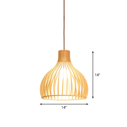 Asiatisk Bamboe Hänglampa med Utrustad/Hemisphere/Lök Design 1 Ljus Beige Liten/Stor Hängande Lampor för Matplats